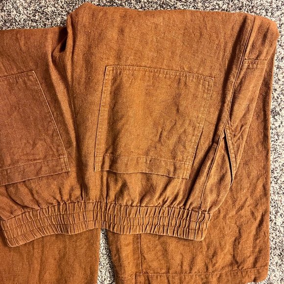 NotPERFECTLINEN WOMENS PUGLIA PANTS HEAVYWEIGHT TOAST SIZE LARGE - Picture 4 of 8